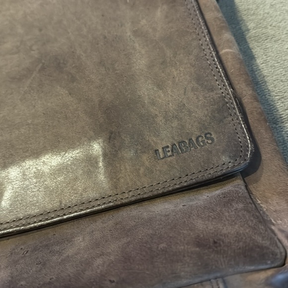 Leabags Leather messenger laptop computer bag dark brown (TD) - Picture 2 of 8